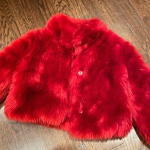 Janie & jack red fur coat